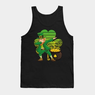 Dabbing Leprechaun St. Patricks Day Vintage Retro Clover Shamrock Tank Top